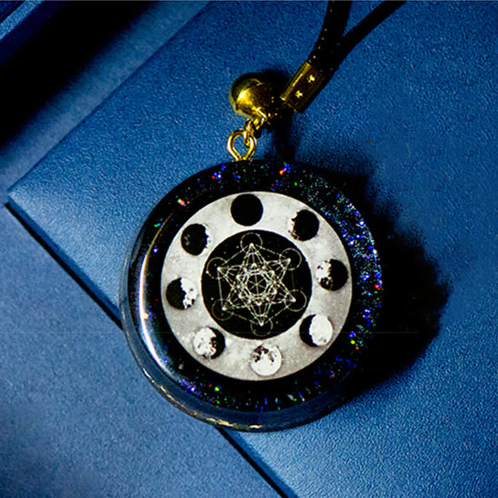 Collana di orgone con fase lunare energetica del cubo di Metatron Olivenorma
