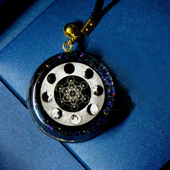 Collana di orgone con fase lunare energetica del cubo di Metatron Olivenorma