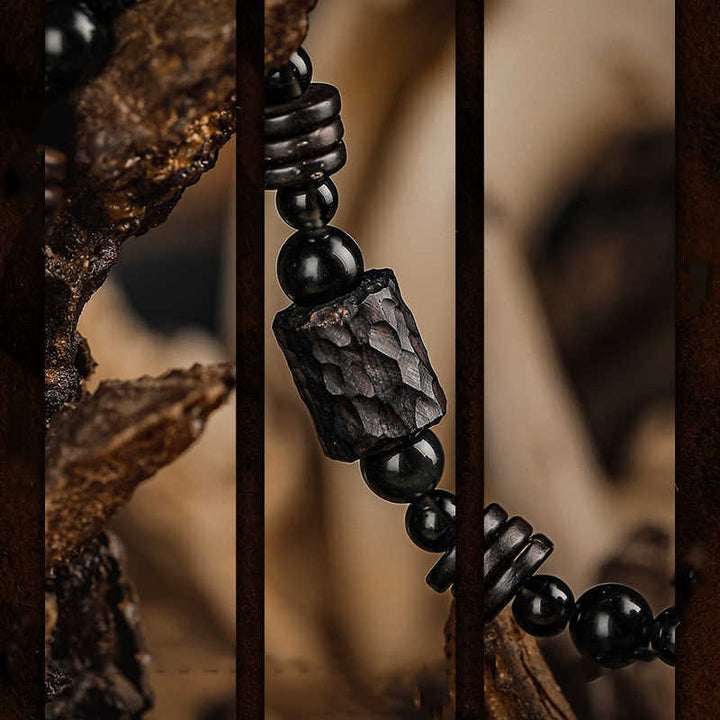 Bracciale impilabile con perline di diaspro e ossidiana Olivenorma 