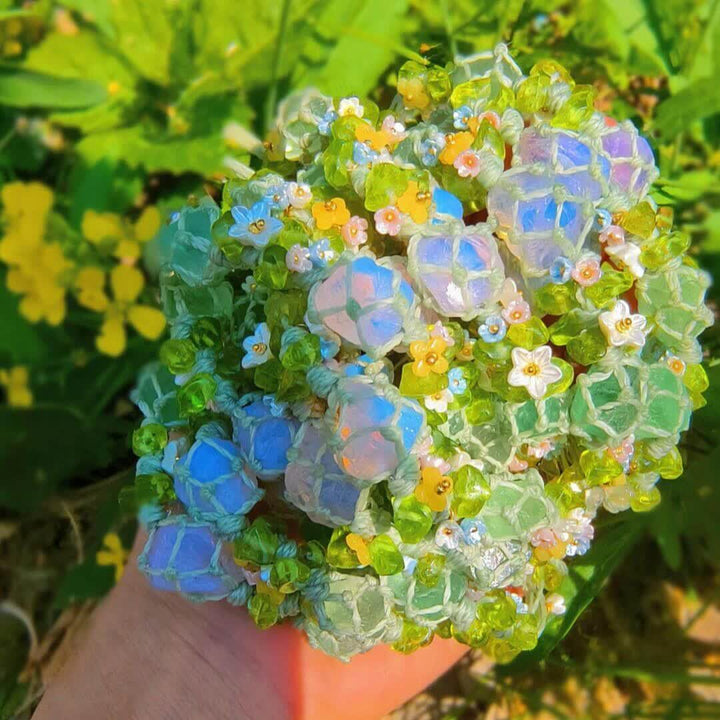 Braccialetto intrecciato con fiori di cristallo di opalite e fluorite verde Olivenorma 