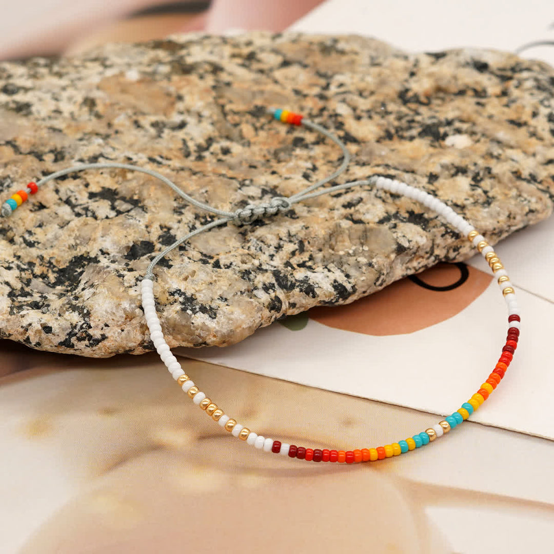 Olivenorma Braccialetto con coulisse in perline colorate a rullo 