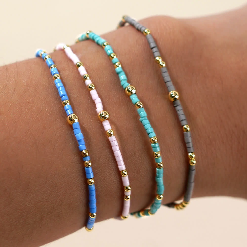 Olivenorma Braccialetto di perline di riso colorate 