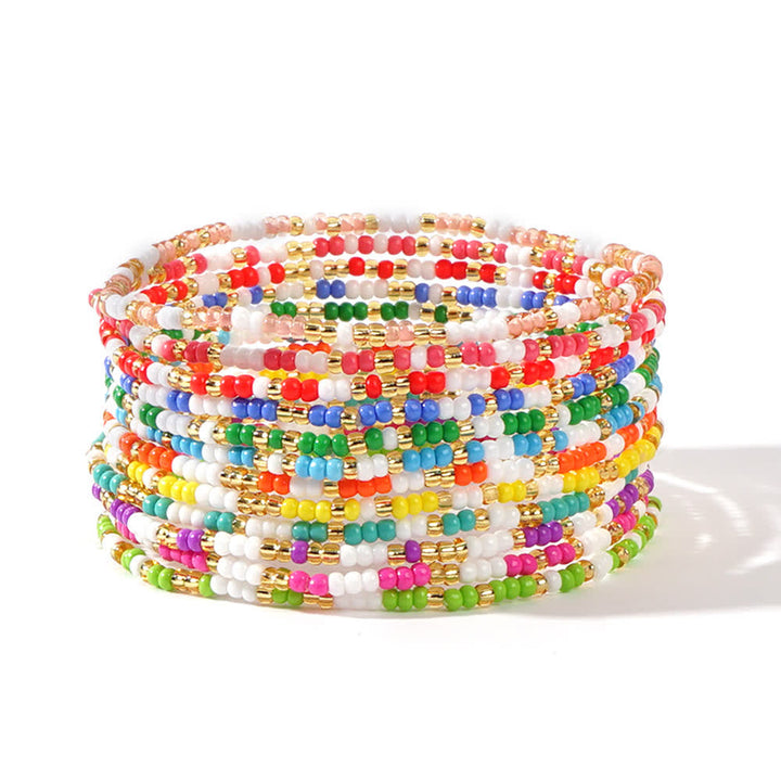 Olivenorma set 12 pezzi di braccialetti di perline di riso colorate 