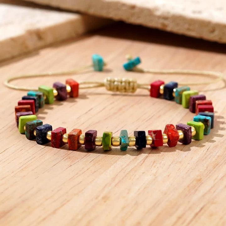Braccialetto con coulisse in perline di pietra dell'imperatore dei chakra Olivenorma