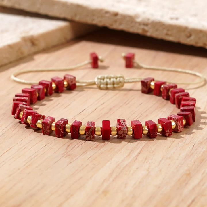 Braccialetto con coulisse in perline di pietra dell'imperatore dei chakra Olivenorma