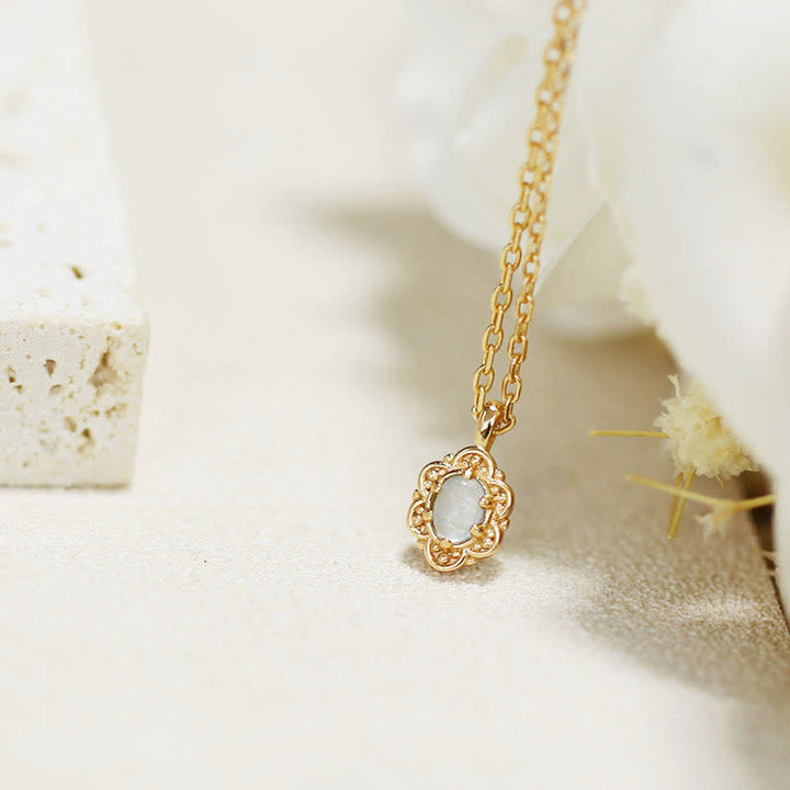 Collana Olivenorma in Argento Sterling con fiore di acquamarina naturale