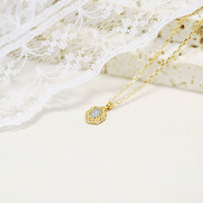 Collana Olivenorma in Argento Sterling con fiore di acquamarina naturale