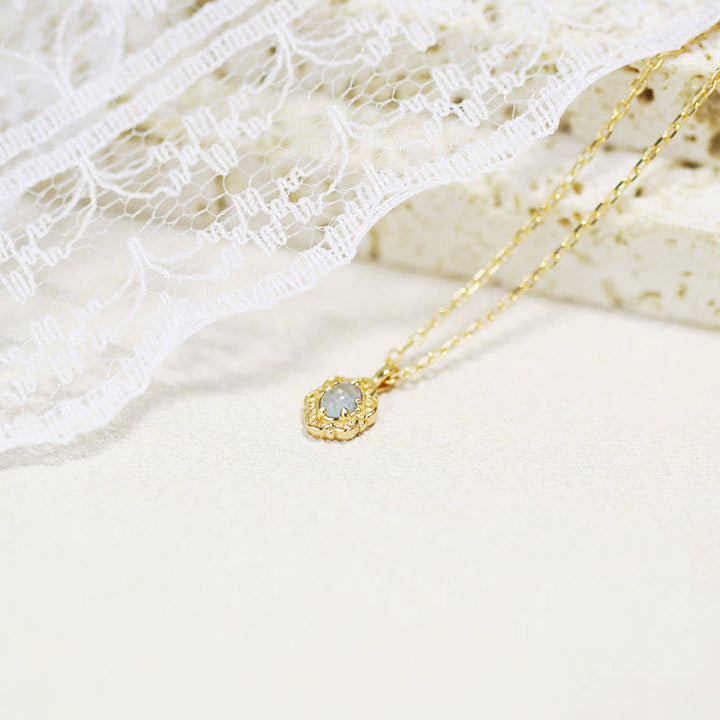 Collana Olivenorma in Argento Sterling con fiore di acquamarina naturale