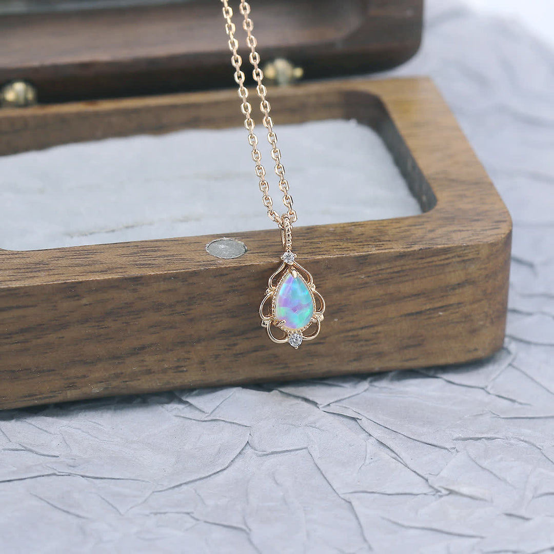 Collana Olivenorma in argento sterling con opale naturale in stile vintage