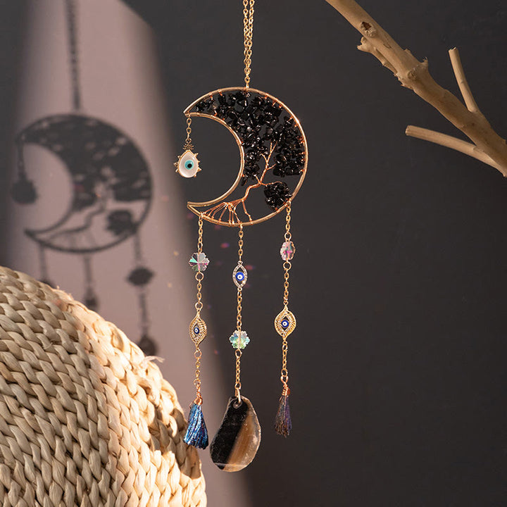 Olivenorma Black Moon Protezione Malocchio Campanelli eolici in cristallo