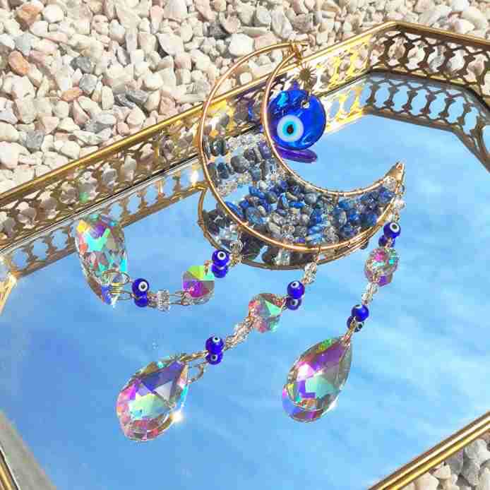 Olivenorma Natural Gem Protezione Malocchio Suncatcher Campanelli eolici
