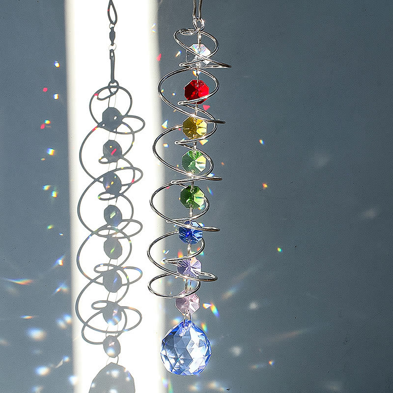 Olivenorma Suncatcher in cristallo con effetto sfaccettato, ornamento a spirale da appendere