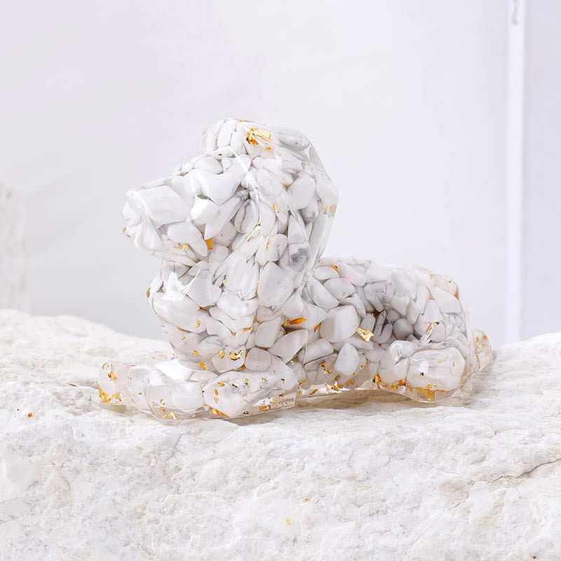 Decorazione in pietra preziosa con leone in pietra naturale Olivenorma