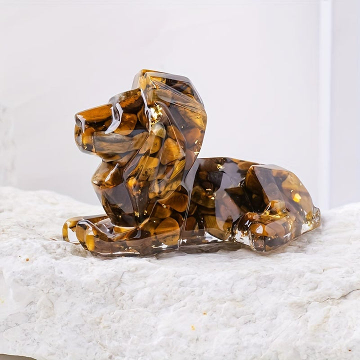 Decorazione in pietra preziosa con leone in pietra naturale Olivenorma