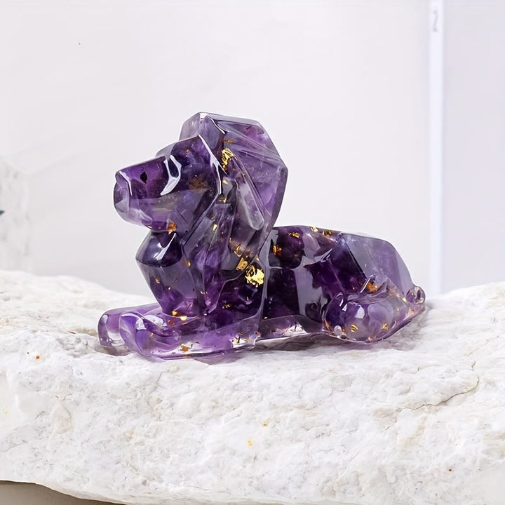 Decorazione in pietra preziosa con leone in pietra naturale Olivenorma