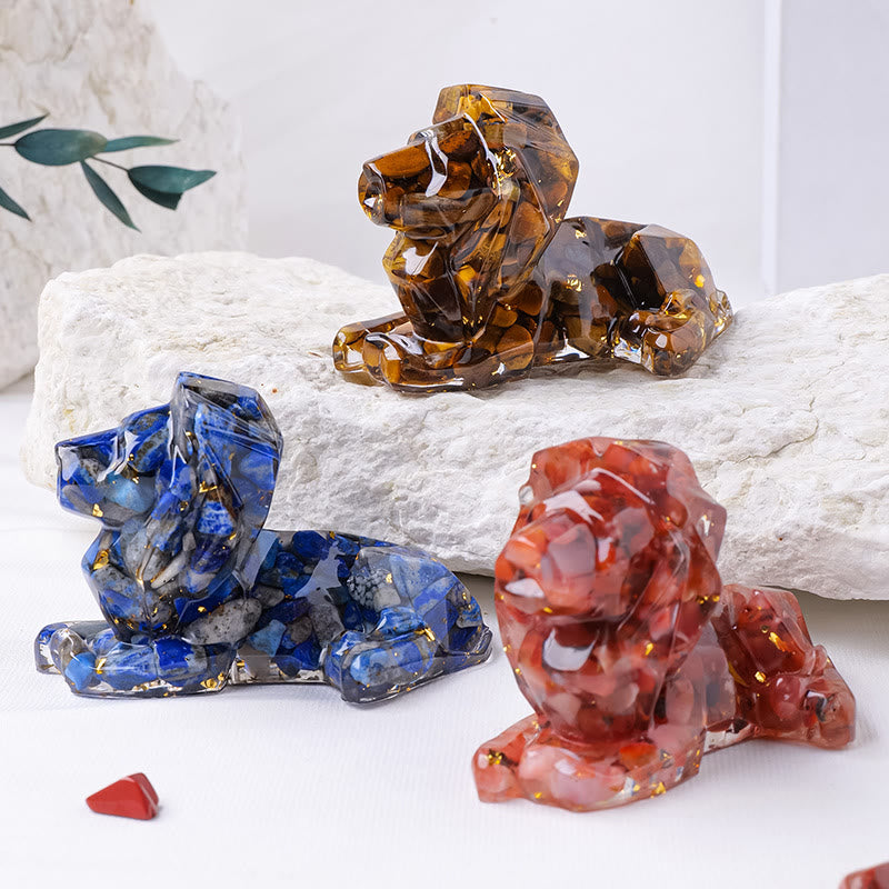 Decorazione in pietra preziosa con leone in pietra naturale Olivenorma
