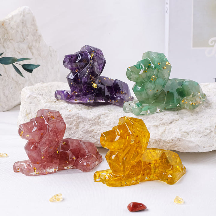 Decorazione in pietra preziosa con leone in pietra naturale Olivenorma