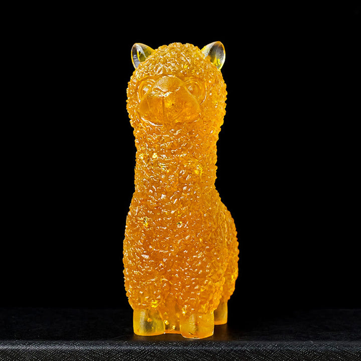 Statua di alpaca in pietra naturale Olivenorma Decorazione con pietre preziose