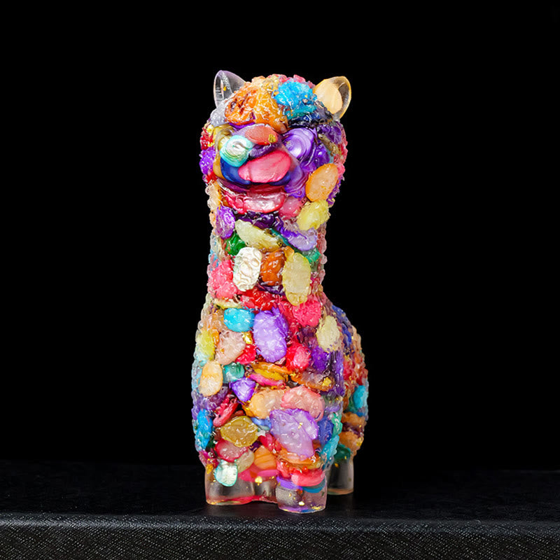 Statua di alpaca in pietra naturale Olivenorma Decorazione con pietre preziose