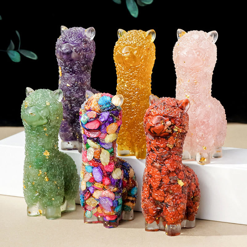 Statua di alpaca in pietra naturale Olivenorma Decorazione con pietre preziose