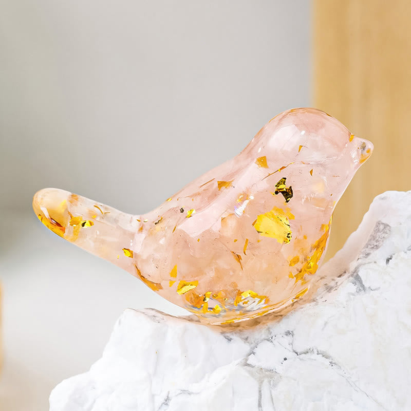 Decorazione scultorea di uccelli in pietra preziosa naturale Olivenorma - Quarzo rosa - Con carta - image 15