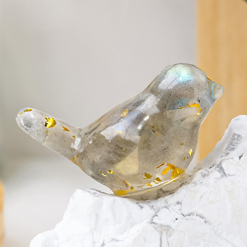 Decorazione scultorea di uccelli in pietra preziosa naturale Olivenorma - Labradorite - Con carta - image 9