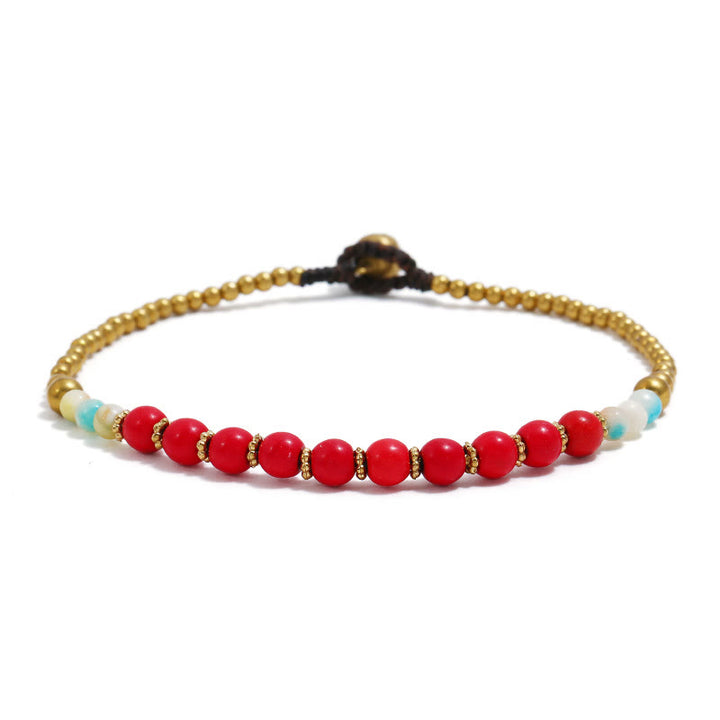 Olivenorma Boho Turquoise Foot Gem Perline Cavigliera