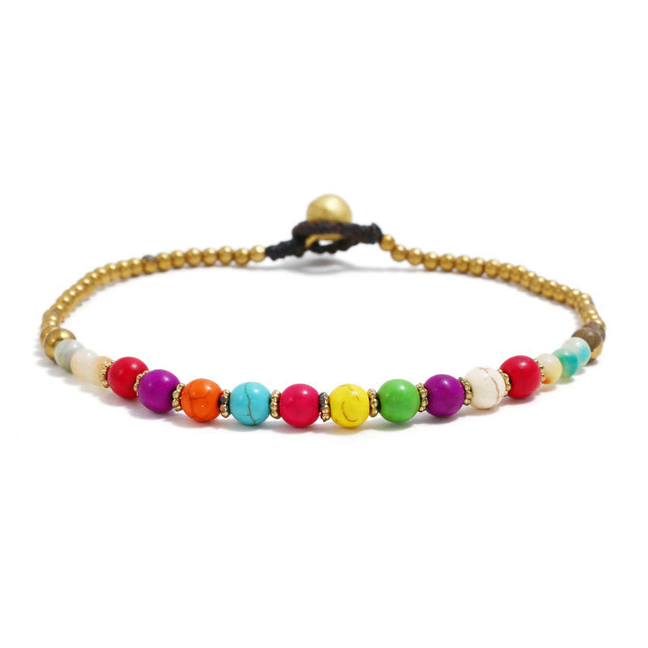 Olivenorma Boho Turquoise Foot Gem Perline Cavigliera