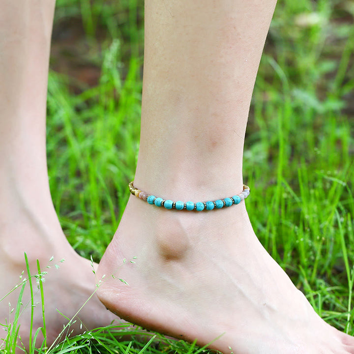 Olivenorma Boho Turquoise Foot Gem Perline Cavigliera
