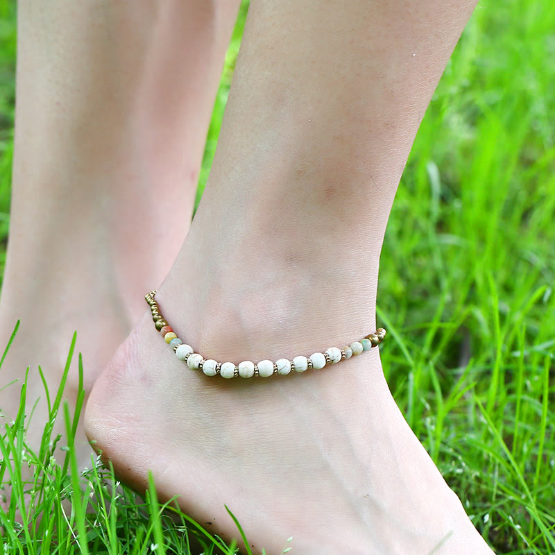 Olivenorma Boho Turquoise Foot Gem Perline Cavigliera