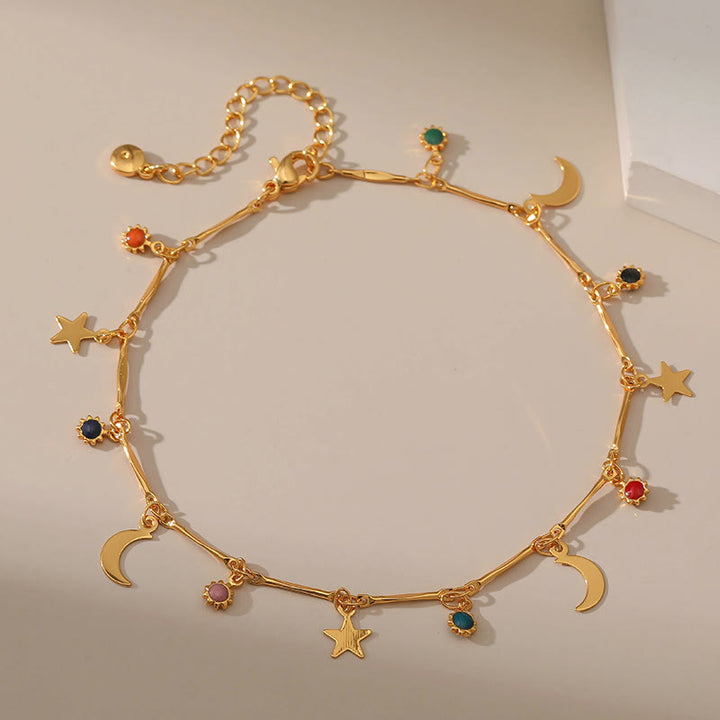 Olivenorma Cavigliera con gemme luna e stella placcata in oro 18K