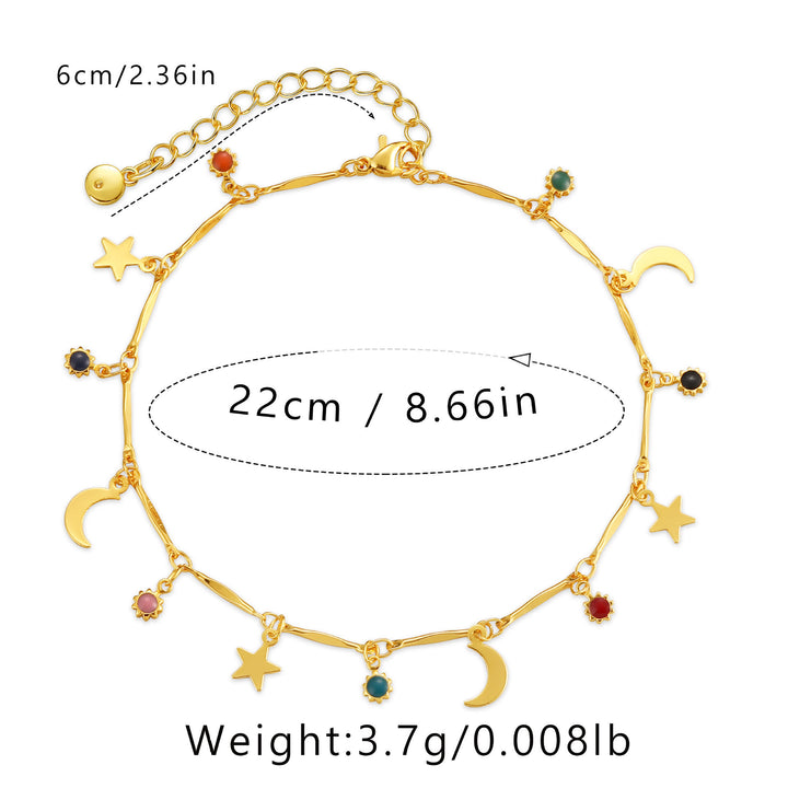 Olivenorma Cavigliera con gemme luna e stella placcata in oro 18K