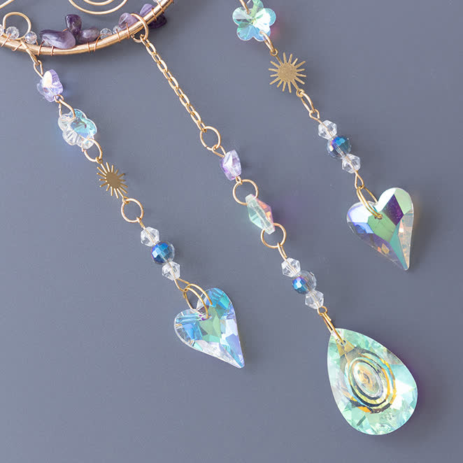 Olivenorma Ametista Cristallo Trasparente Luna Pendente Campanello a Vento