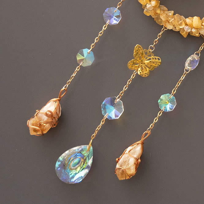 Olivenorma Citrino Ghiaia Luna Pendente Campanello a Vento