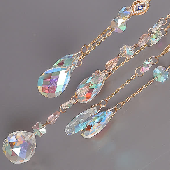 Olivenorma Supporto in cristallo cavo dorato Campanello a vento