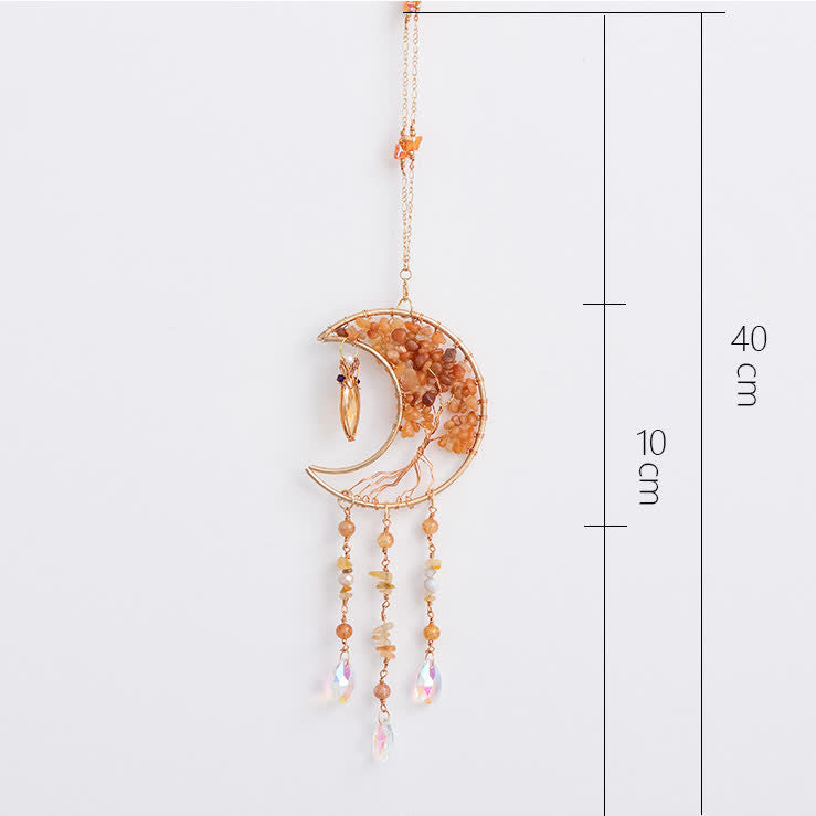 Olivenorma Perline di Agata Rossa Albero della Vita Campanello a Vento Lunare