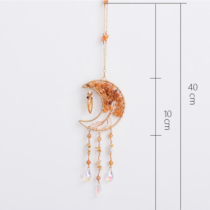 Olivenorma Perline di Agata Rossa Albero della Vita Campanello a Vento Lunare