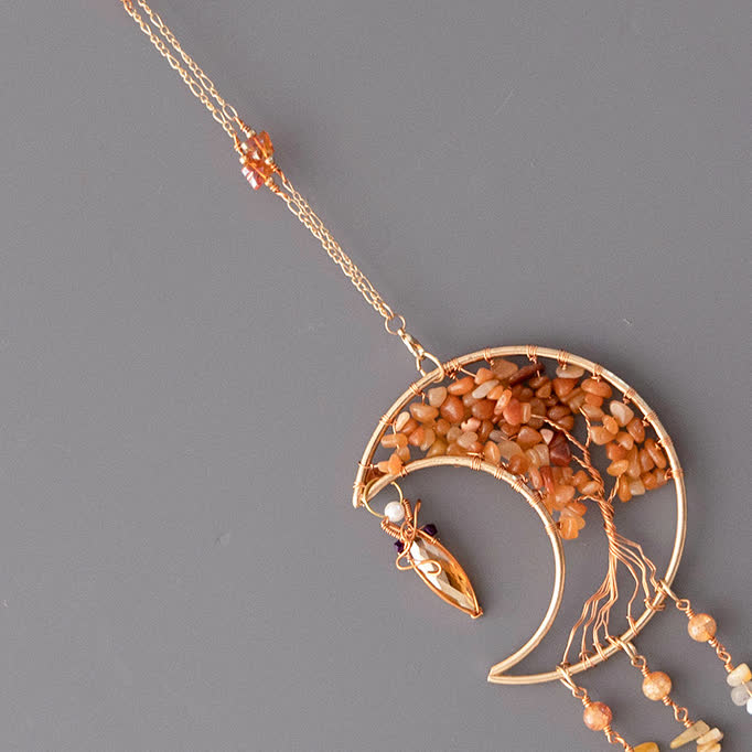 Olivenorma Perline di Agata Rossa Albero della Vita Campanello a Vento Lunare