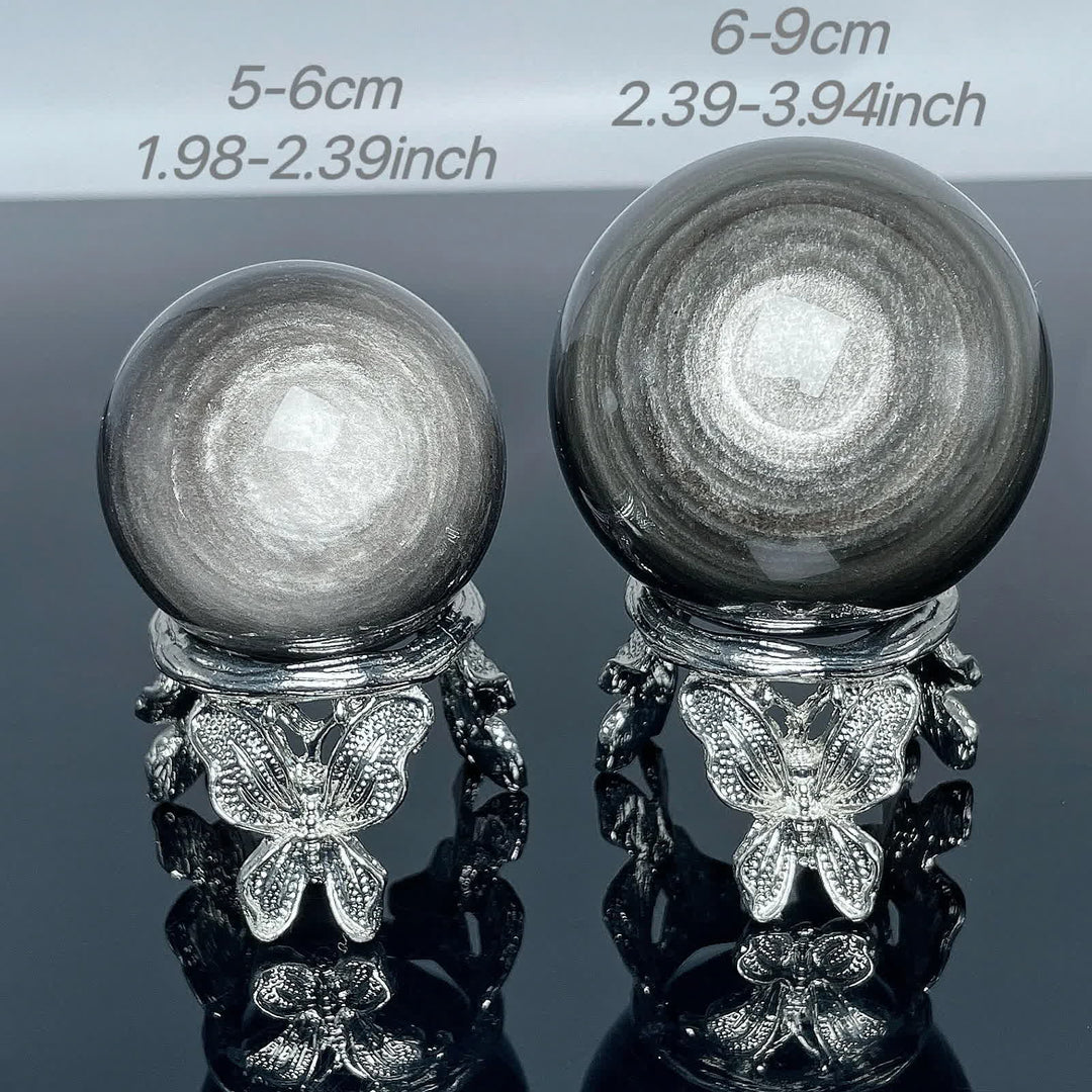 Sfera di cristallo di ossidiana argentata naturale Olivenorma