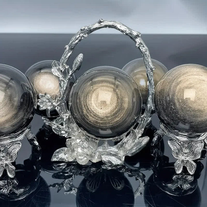 Sfera di cristallo di ossidiana dorata naturale Olivenorma