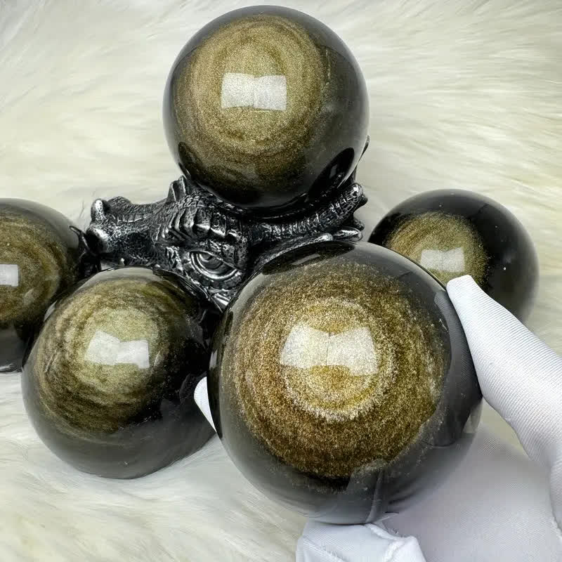 Sfera di cristallo di ossidiana dorata naturale Olivenorma