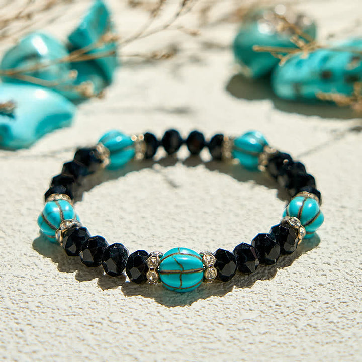 Bracciale Olivenorma con perline di ossidiana turchese a forma di zucca 