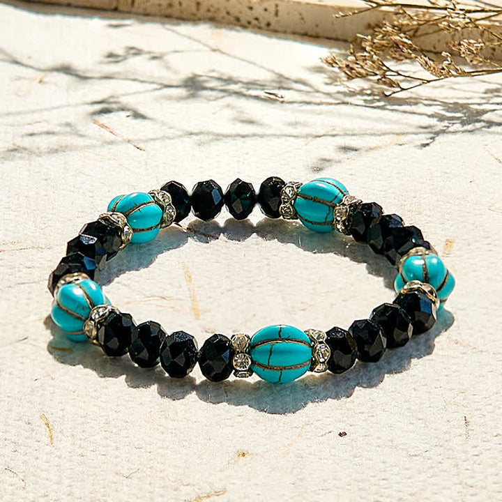Bracciale Olivenorma con perline di ossidiana turchese a forma di zucca 