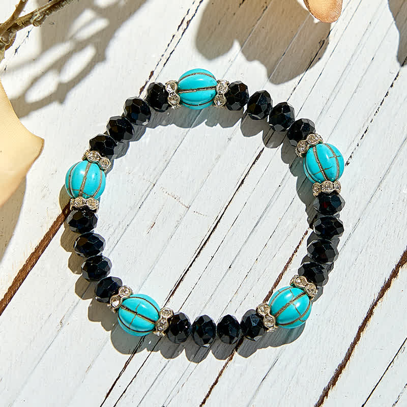 Bracciale Olivenorma con perline di ossidiana turchese a forma di zucca 