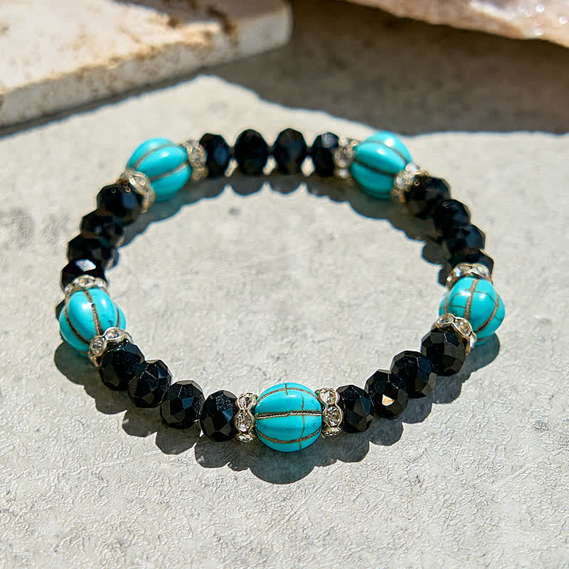 Bracciale Olivenorma con perline di ossidiana turchese a forma di zucca 