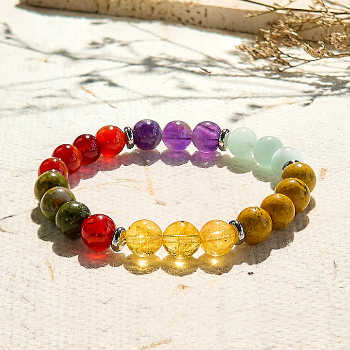 Olivenorma Bracciale con cinque perline in pietra naturale da 8 mm 