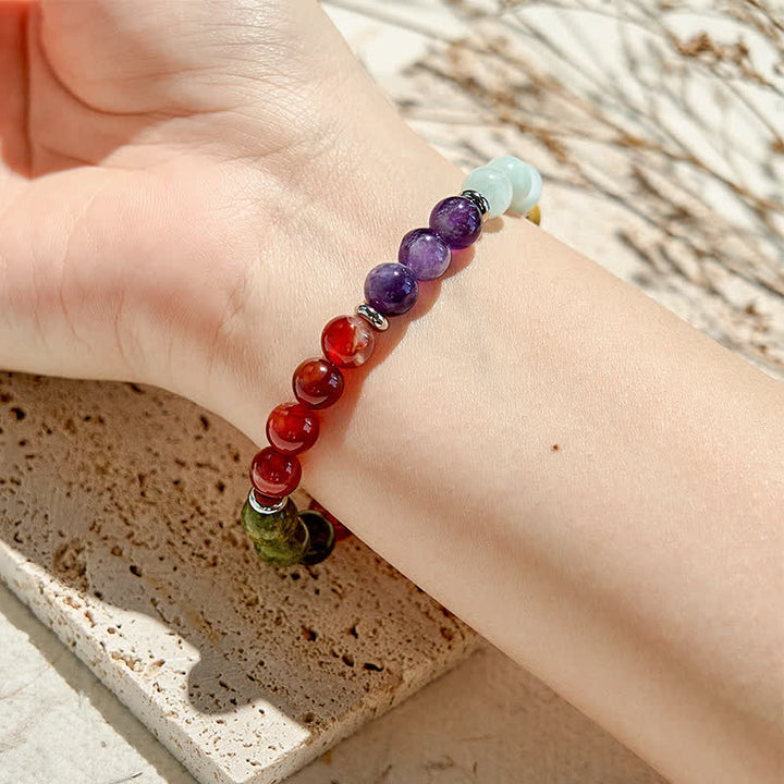Olivenorma Bracciale con cinque perline in pietra naturale da 8 mm 