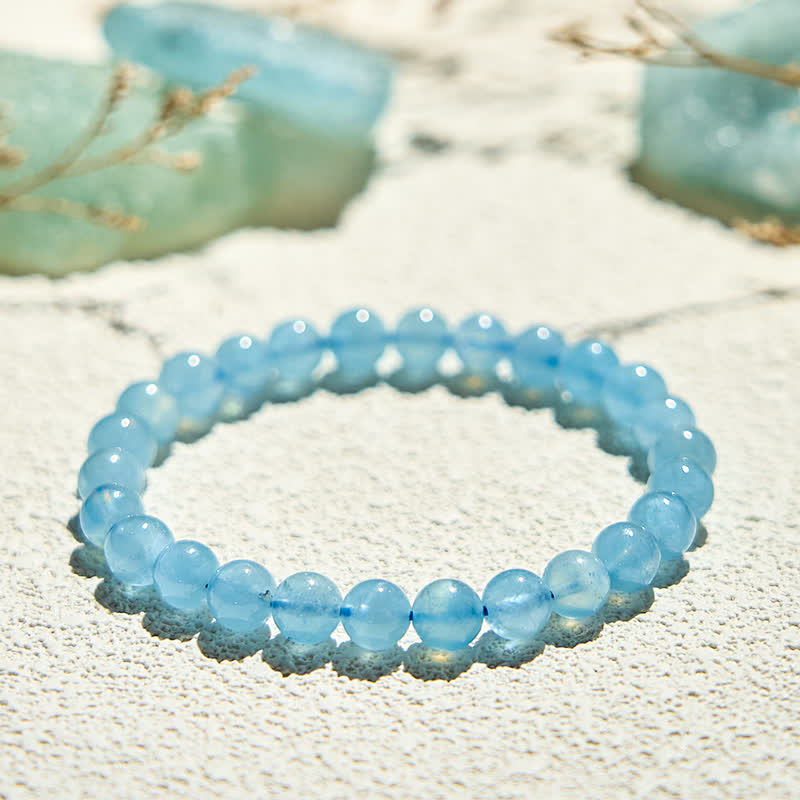Bracciale Olivenorma con perline di acquamarina naturale da 7-14 mm 