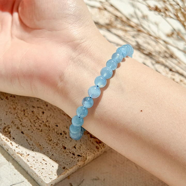 Bracciale Olivenorma con perline di acquamarina naturale da 7-14 mm 