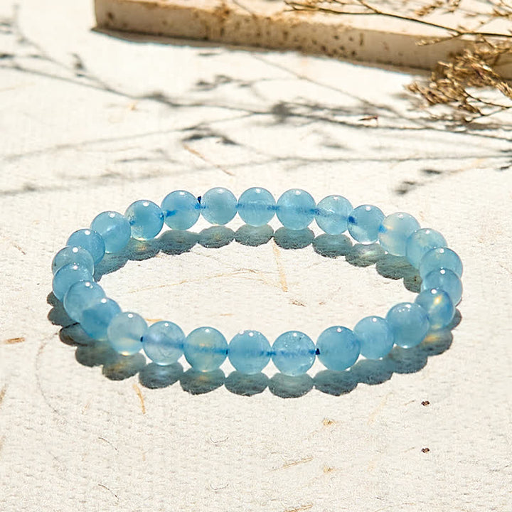 Bracciale Olivenorma con perline di acquamarina naturale da 7-14 mm 